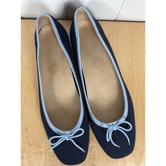 Vionic Women's Klara Knit Ballerina Comfort Skimmer Flats Navy Blue/Pale Blue 11 - Picture 4 of 9